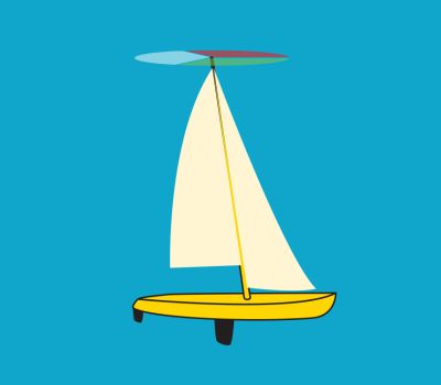 Illustration of navigation lights on a sailing vessel between 7m and 20m