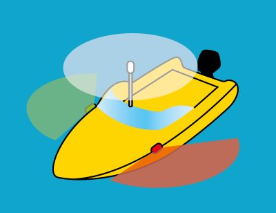 Illustration of navigation lights to display on powered vessel up to 12m