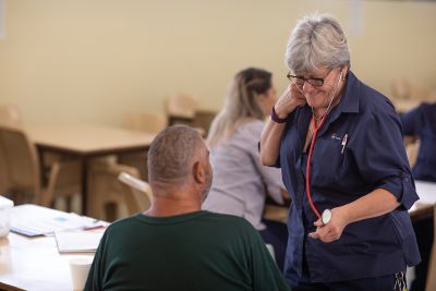 Health professional with an inmate