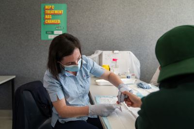 Health professional with an inmate