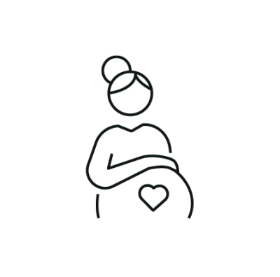 Outline of pregnant mother holding child