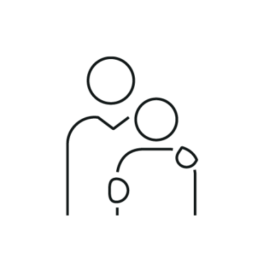outline of parent with hands over child