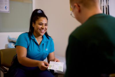 smiling at patient