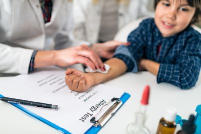 a child taking a skin allergy test