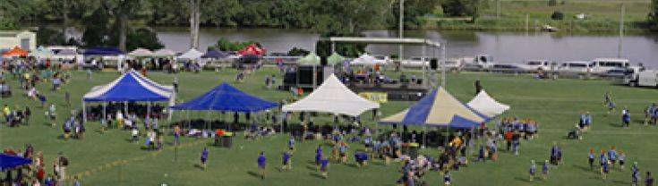 An aerial photo of the Close the Gap Day event in Maclean, NSW