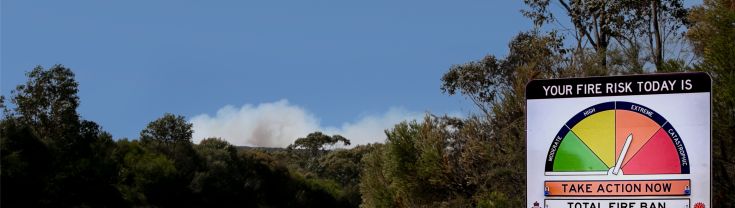 A fire danger rating outside in a rural area