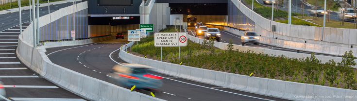 Photo showing a toll road tunnel entrance