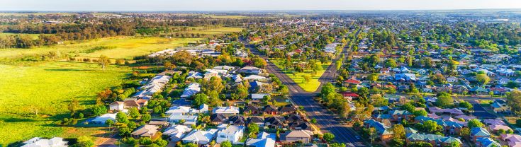 Aerial shot of regional housing