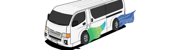 Bus drawing featuring Aboriginal artwork