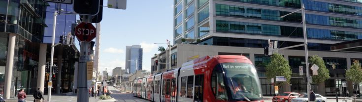 A tram on the new light rail.