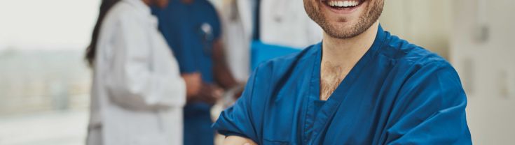 Nurse smiling in a hospital 