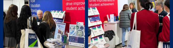Two photographs taken at the 2024 HSC and Careers Expo