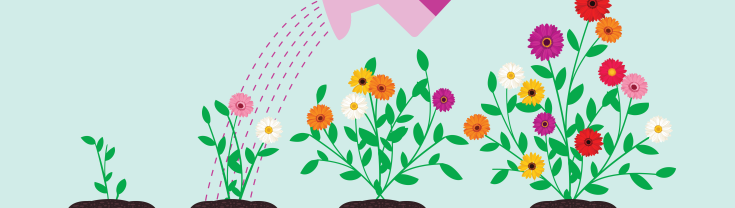 2024 Rural Women's Gathering Web Banner featuring illustrations of flowers and a watering can.
