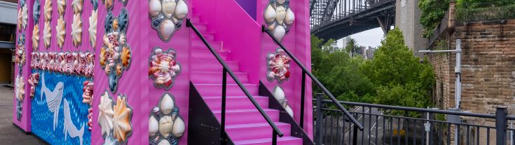 Aunty Lola's Shell art bridge near the Harbour Bridge