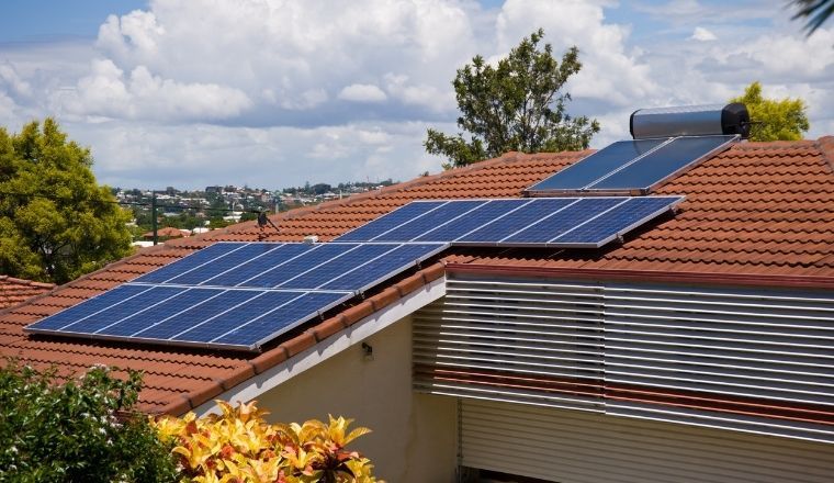 Solar panels on a rooftop.