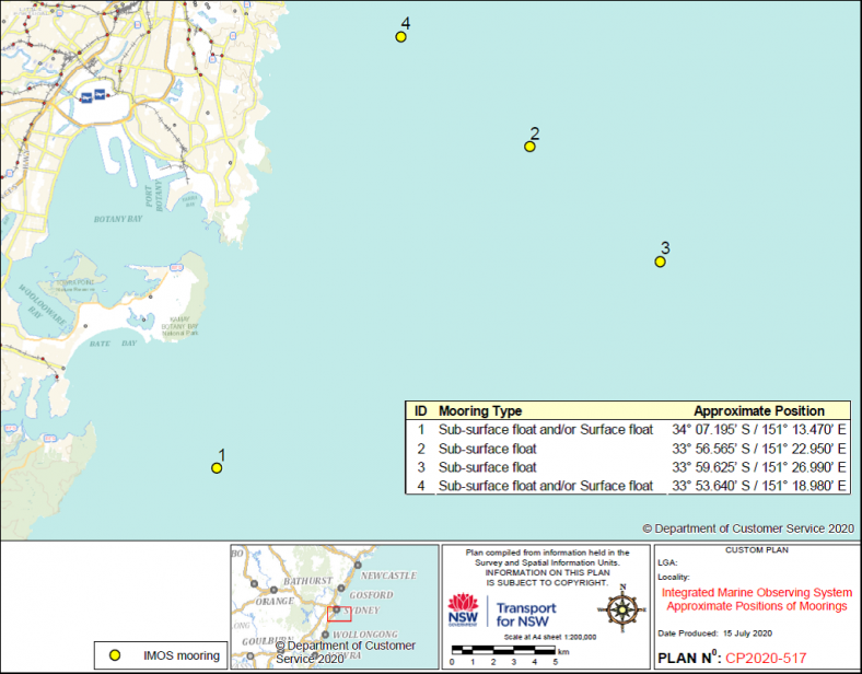 Sydney to Bundeena - Surface and sub-surface moorings