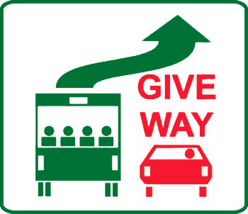 Give way to bus sign