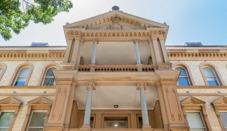 The historic façade of Sydney's Royal Prince Alfred Hospital.