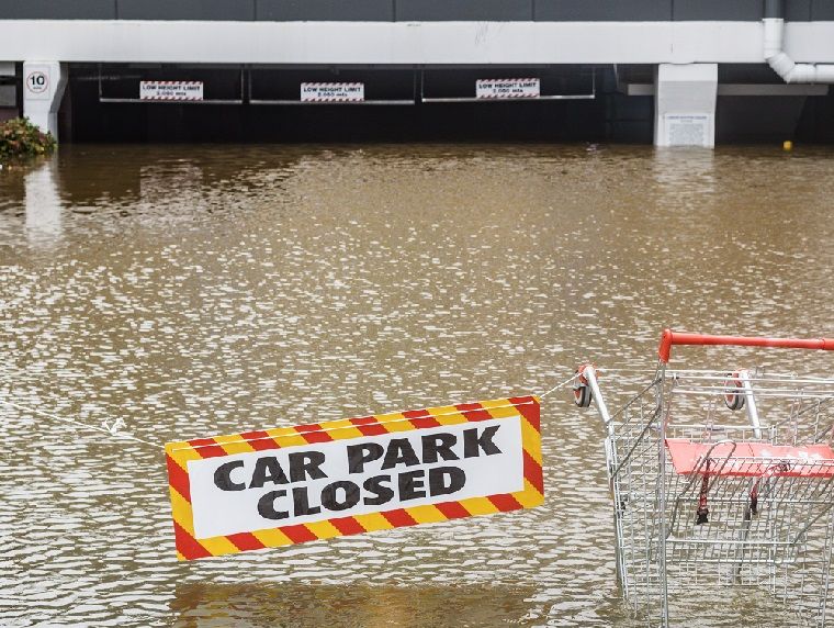 Flooded in car park in Lismore.