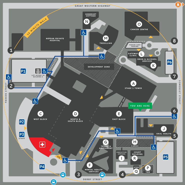 Access map of Nepean Hospital