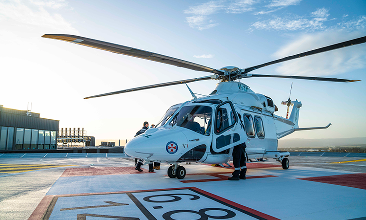 Helicopter on a helipad