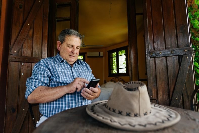 A man on his smarphone