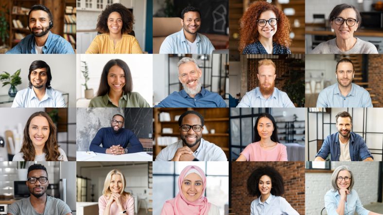 A grid of 20 smiling faces