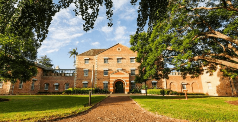 View of the front and driveway to former Female Orphan School