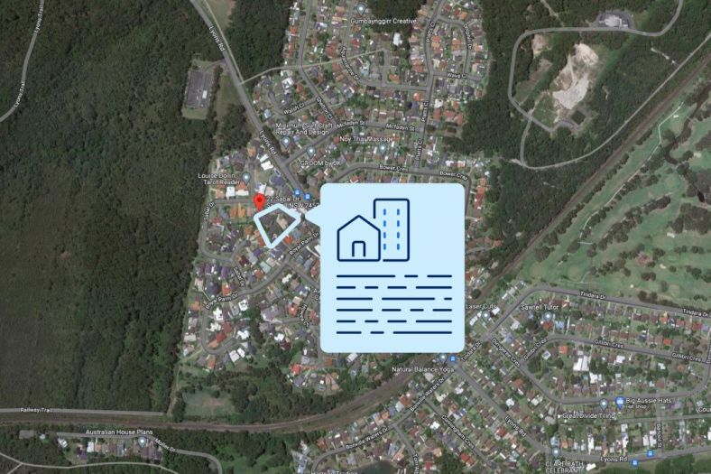 Indicative map example showing a strata scheme boundary and information.