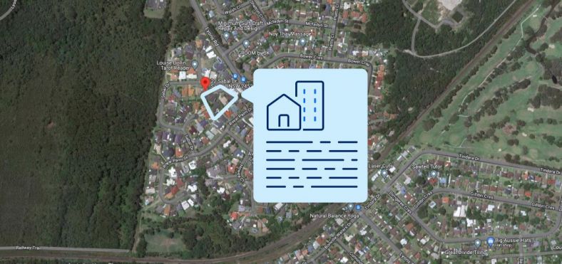 Indicative map example showing a strata scheme boundary and information.