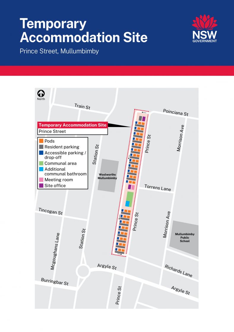 map of RNSW Temporary Housing Site Map at Mullumbimby