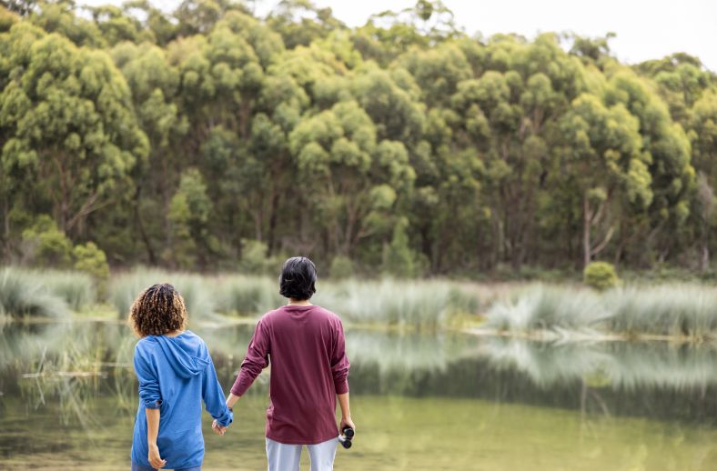 People walking near wetland