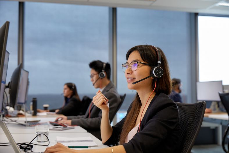 Customer service female staff on video call