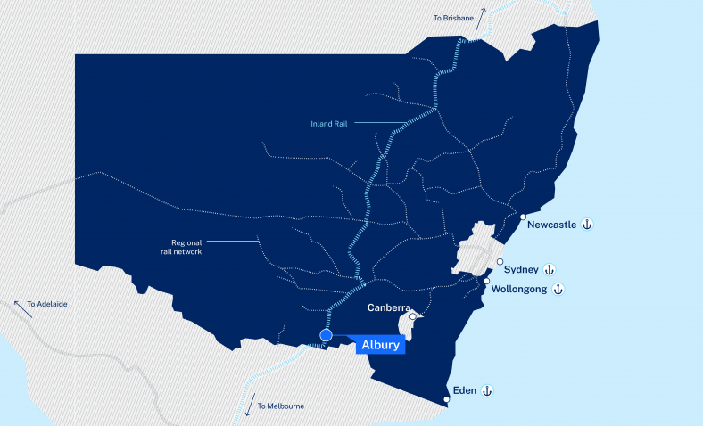 A map highlighting the Albury Regional Job Precinct