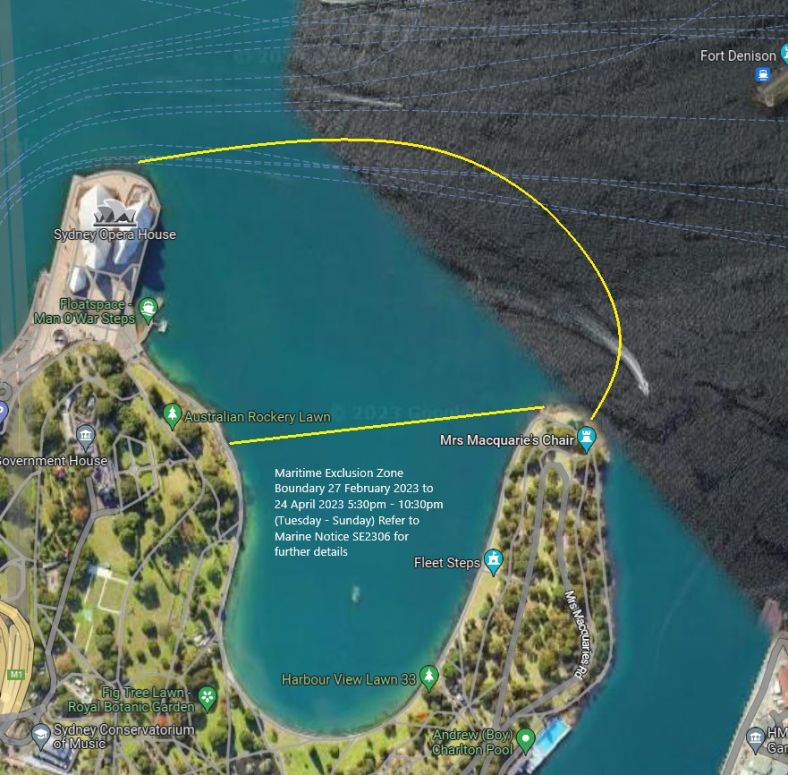 SE2310 Sydney Harbour Exclusion Zone map