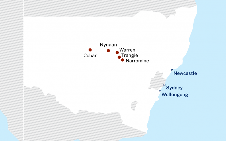 Cobar corridor map of locations