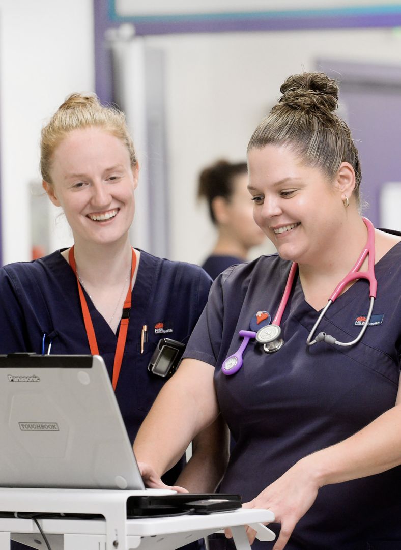 Two nurses working in hospital