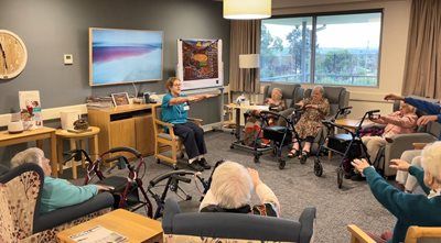 MLHD Alicia Madden conducts an exercise session with residents in the aged care wing at Murrumburrah-Harden MPS