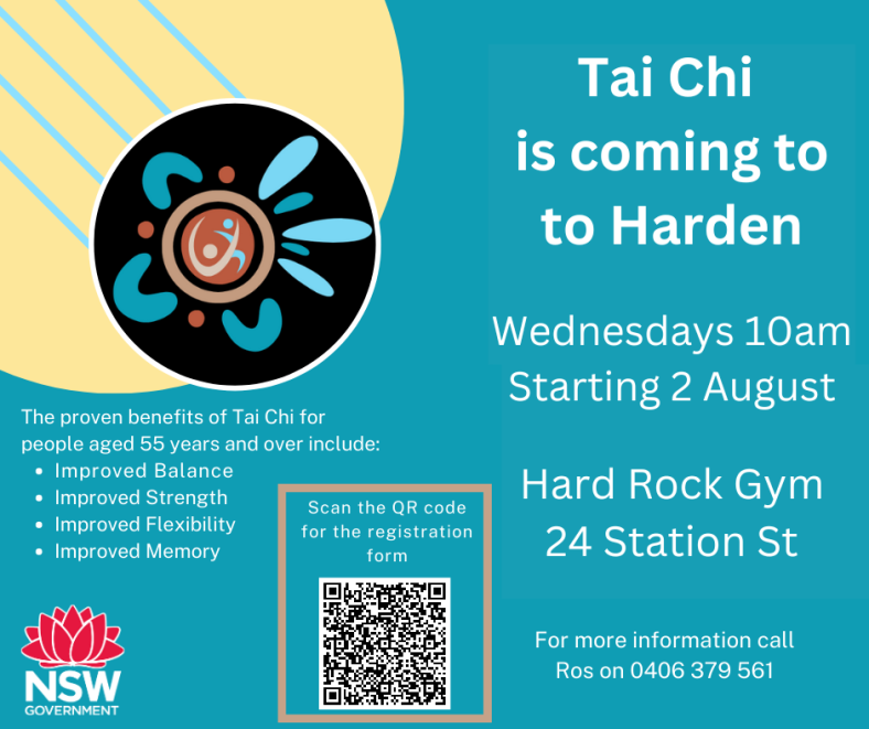 A graphic showing details of the new Tai Chi classes being held in Harden.