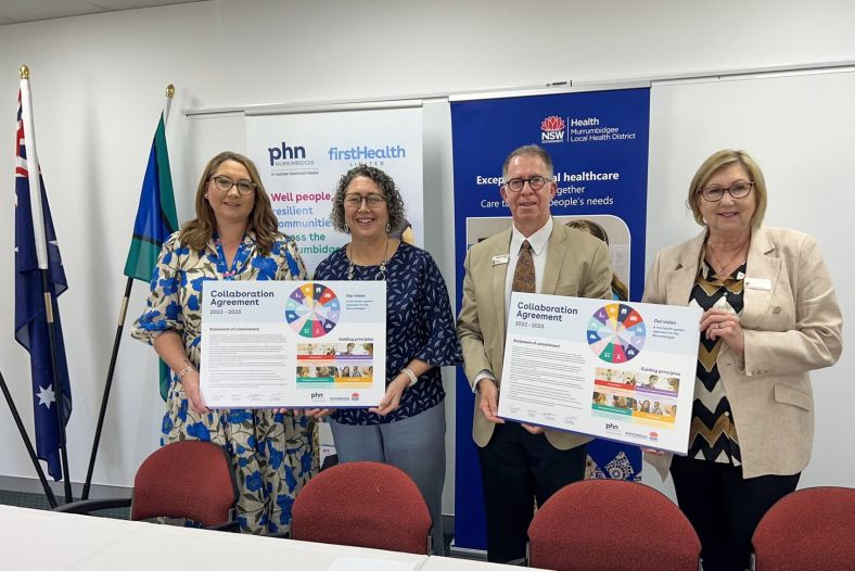 MPHN Chief Executive Officer, MPHN’s firsthealth Board Chair, MLHD Board Director and MLHD Chief Executive at the Collaborative Agreement signing.