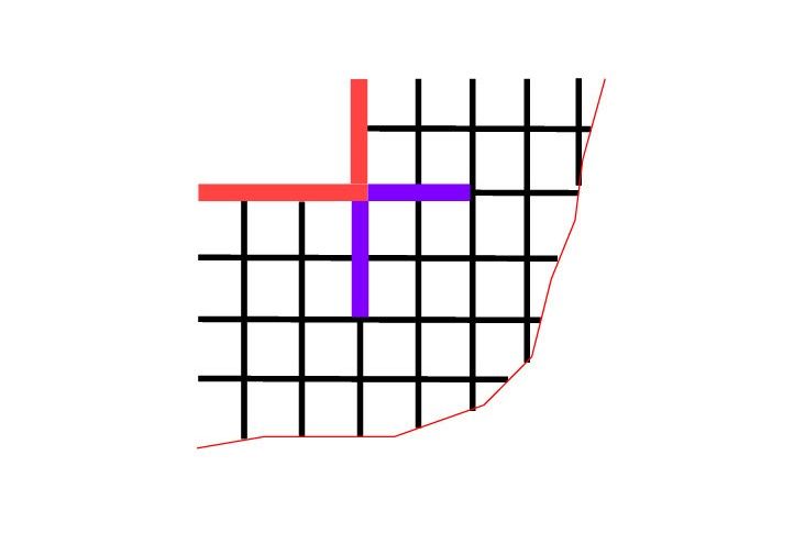 Figure depicting waffle pod design for re-entrant corner requirements.