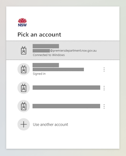 Selecting your NSW Gov email 