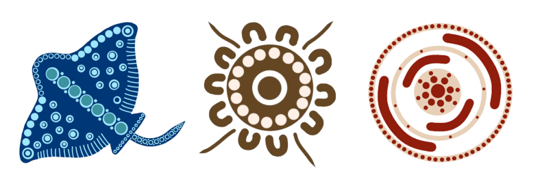 Aboriginal Studies icons created by Paige Coe, from left to right: Marine Biology icon, Aboriginal Languages icon and Music 7-10 icon.