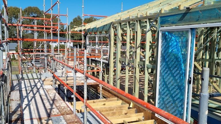 Picture of scaffolding of a building.