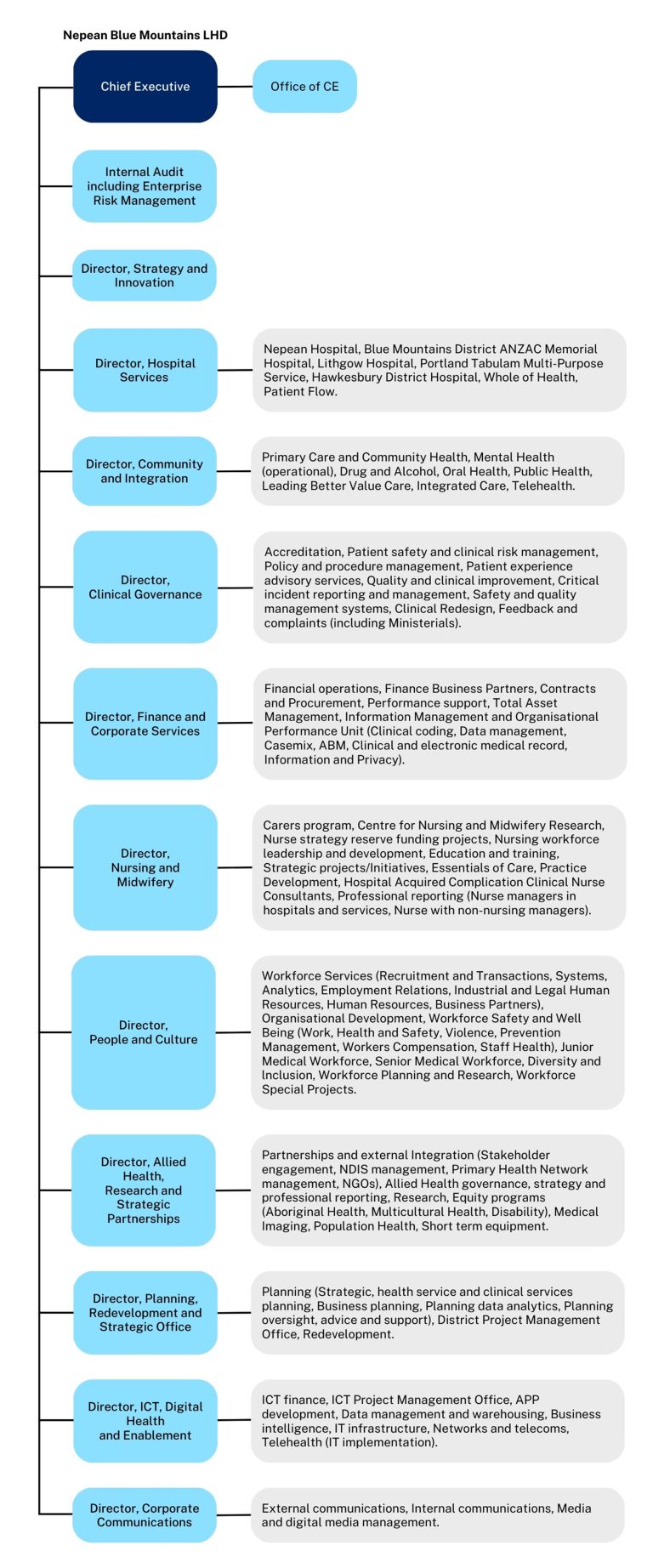 Nepean Blue Mountains LHD organisation chart