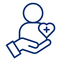 Pictograms of a patient in a hand