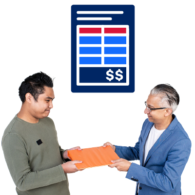 An image of a person handing an invoice to their health insurance provider.