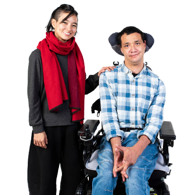 A person with a disability with their carer.