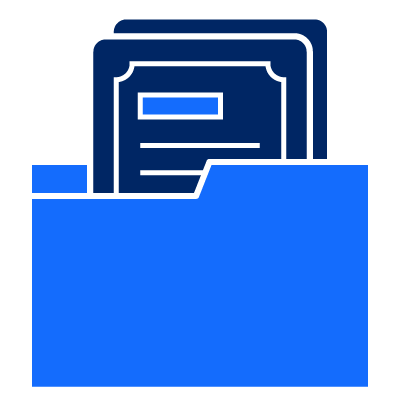 Blue folder of documents