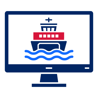 A ferry on a computer screen.